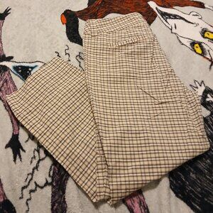 New York & Company Chino Womens Size 6 Brown & Tan Plaid Dress Pants Capris